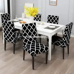 Trendily Premium Wrinkle-Free Stretchable |  Elastic Stretch |Chair Covers , Diamond Black (CC-032)