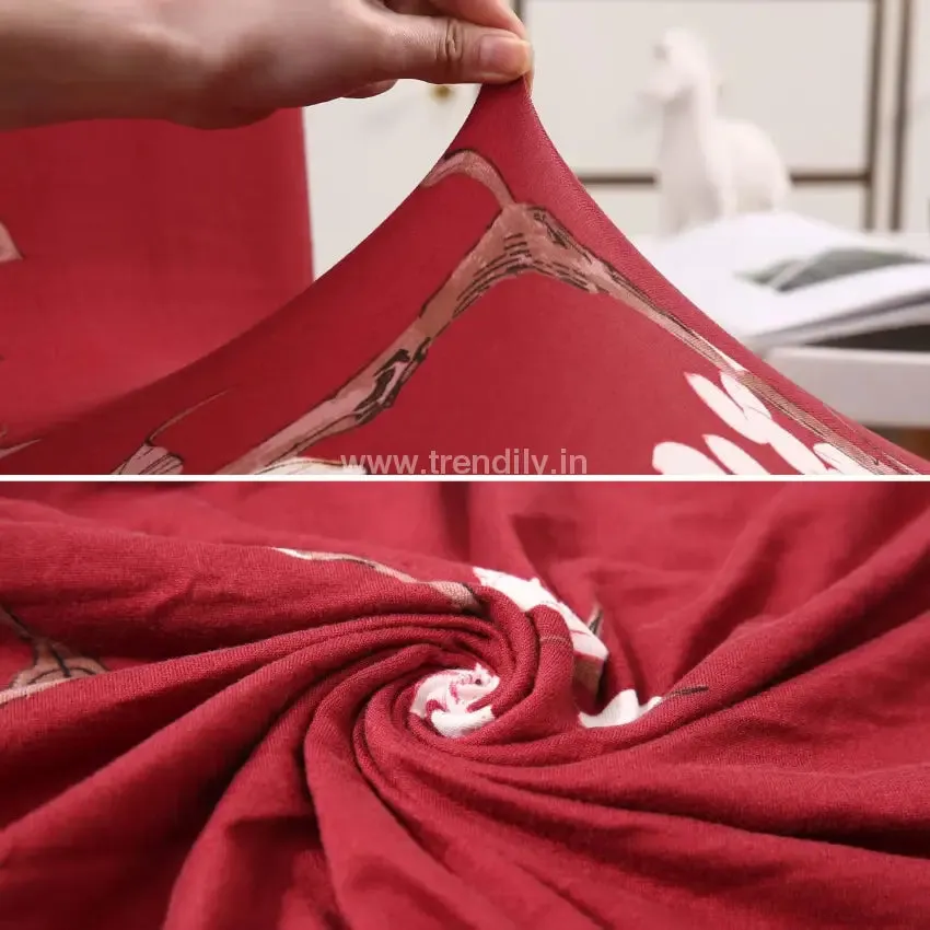 Trendily Premium Wrinkle-Free Stretchable |  Elastic Stretch |Chair Covers , NEW RED FLOWER  (CC-012)