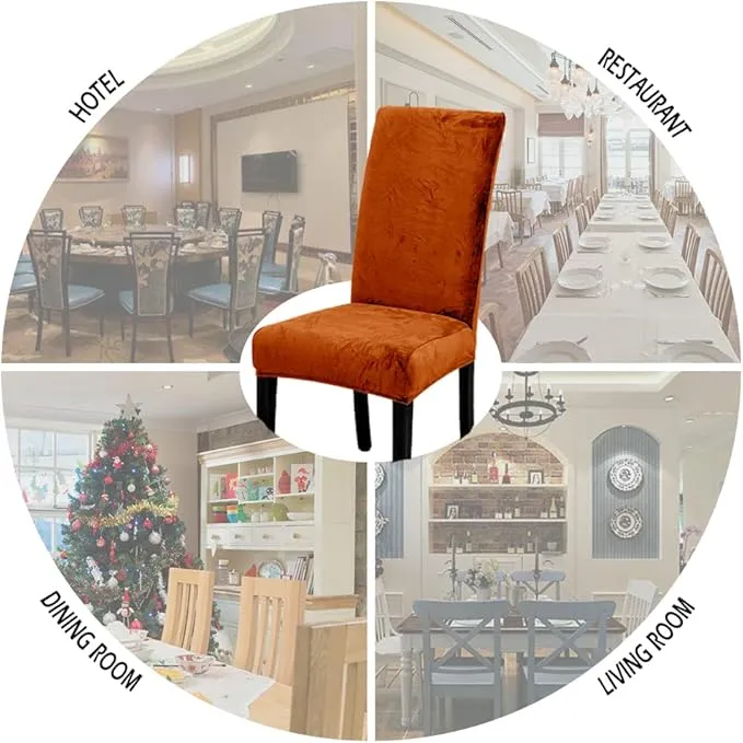 Trendily Premium Wrinkle-Free Stretchable | Washable Plain Velvet Chair Covers | Light Orange (CC-169)