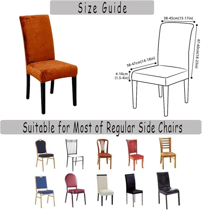 Trendily Premium Wrinkle-Free Stretchable | Washable Plain Velvet Chair Covers | Light Orange (CC-169)