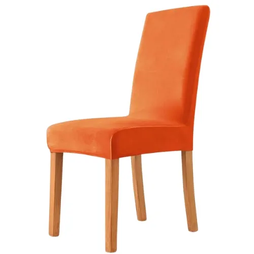 Trendily Premium Wrinkle-Free Stretchable | Washable Plain Velvet Chair Covers | Light Orange (CC-169)