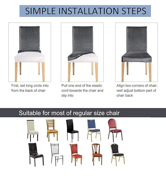 Trendily Premium Wrinkle-Free Stretchable | Washable Printed Chair Covers, Black Leaf Design (CC-090)