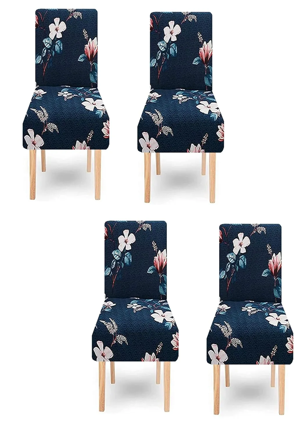 Trendily Premium Wrinkle-Free Stretchable | Washable Printed Chair Covers, Black Leaf Design (CC-091)