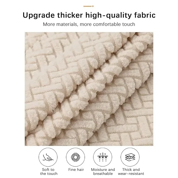 Trendily Premium Wrinkle-Free Stretchable | Washable Stuff | Emboss Plain Chair Covers  Beige (CC-191)