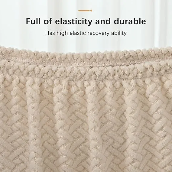 Trendily Premium Wrinkle-Free Stretchable | Washable Stuff | Emboss Plain Chair Covers  Beige (CC-191)