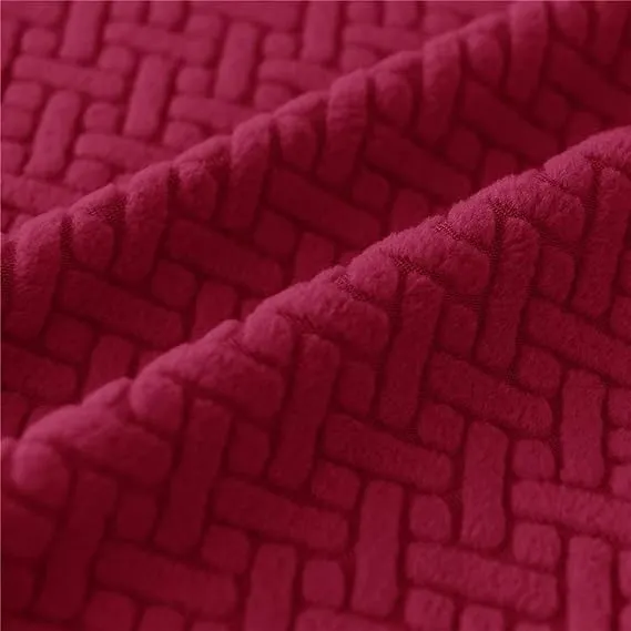 Trendily Premium Wrinkle-Free Stretchable | Washable Stuff | Emboss Plain Chair Covers n Maroon (CC-144)