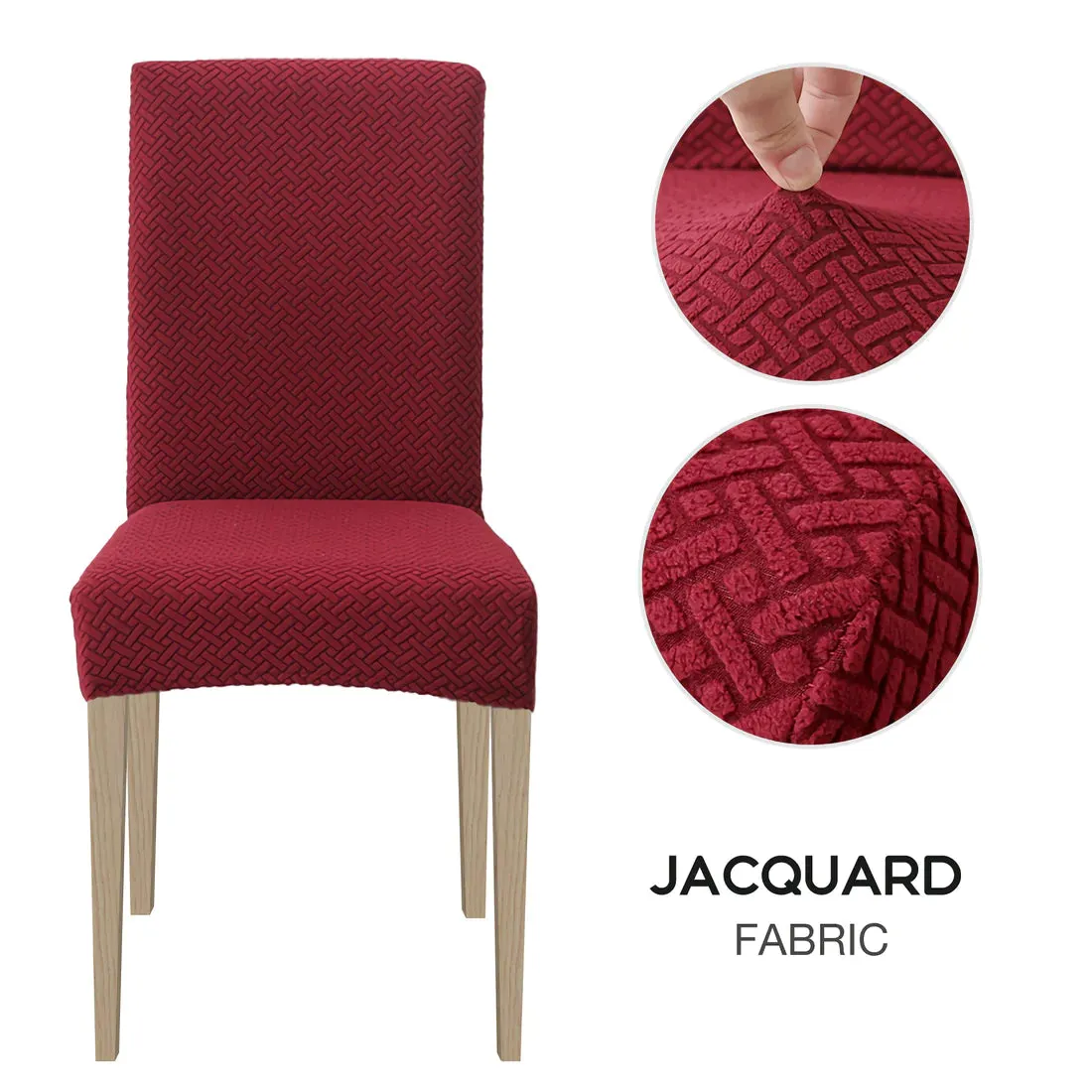 Trendily Premium Wrinkle-Free Stretchable | Washable Stuff | Emboss Plain Chair Covers n Maroon (CC-144)