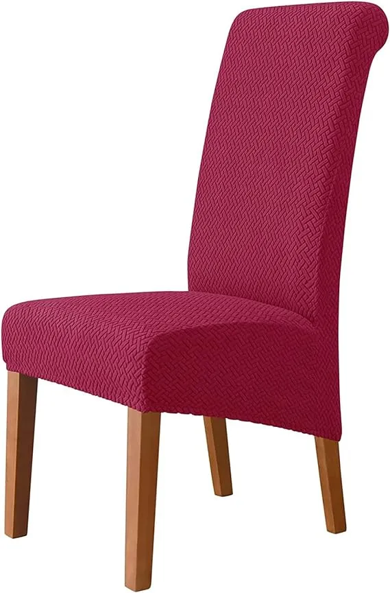 Trendily Premium Wrinkle-Free Stretchable | Washable Stuff | Emboss Plain Chair Covers n Maroon (CC-144)