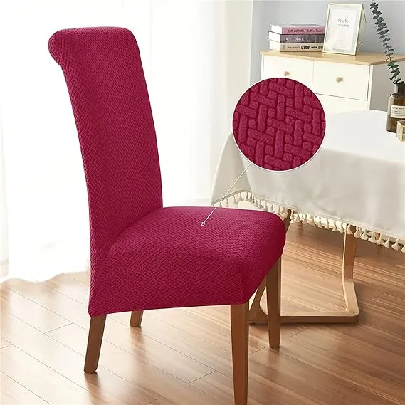 Trendily Premium Wrinkle-Free Stretchable | Washable Stuff | Emboss Plain Chair Covers n Maroon (CC-144)