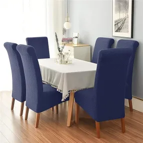Trendily Premium Wrinkle-Free Stretchable | Washable Stuff | Emboss Plain Chair Covers Navy Blue (CC-113)