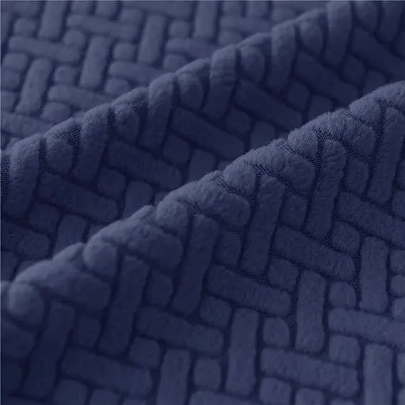 Trendily Premium Wrinkle-Free Stretchable | Washable Stuff | Emboss Plain Chair Covers Navy Blue (CC-113)