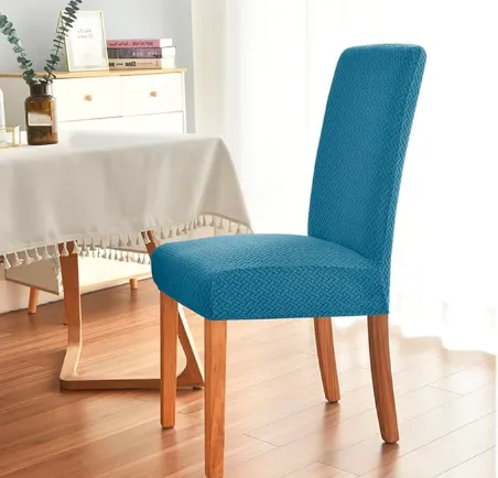 Trendily Premium Wrinkle-Free Stretchable | Washable Stuff | Emboss Plain Chair Covers  Peacock Green  (CC-192)