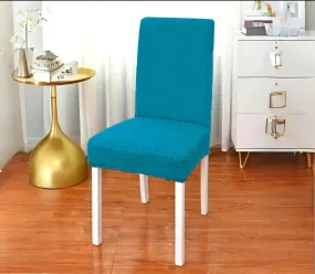 Trendily Premium Wrinkle-Free Stretchable | Washable Stuff | Emboss Plain Chair Covers  Peacock Green  (CC-192)