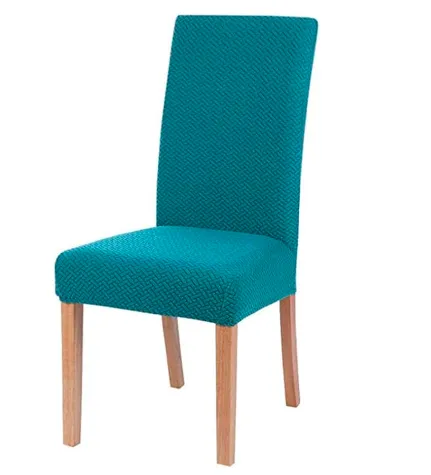 Trendily Premium Wrinkle-Free Stretchable | Washable Stuff | Emboss Plain Chair Covers  Peacock Green  (CC-192)