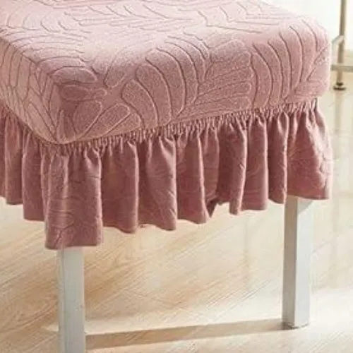 Trendily Premium Wrinkle-Free Stretchable With Elastic Bottom Emboss Frill Leaf Chair Covers | Pink | (CC-180)