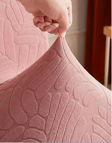 Trendily Premium Wrinkle-Free Stretchable With Elastic Bottom Emboss Leaf Chair Covers | Pink | (CC-173)
