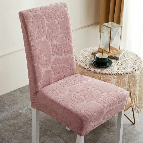 Trendily Premium Wrinkle-Free Stretchable With Elastic Bottom Emboss Leaf Chair Covers | Pink | (CC-173)