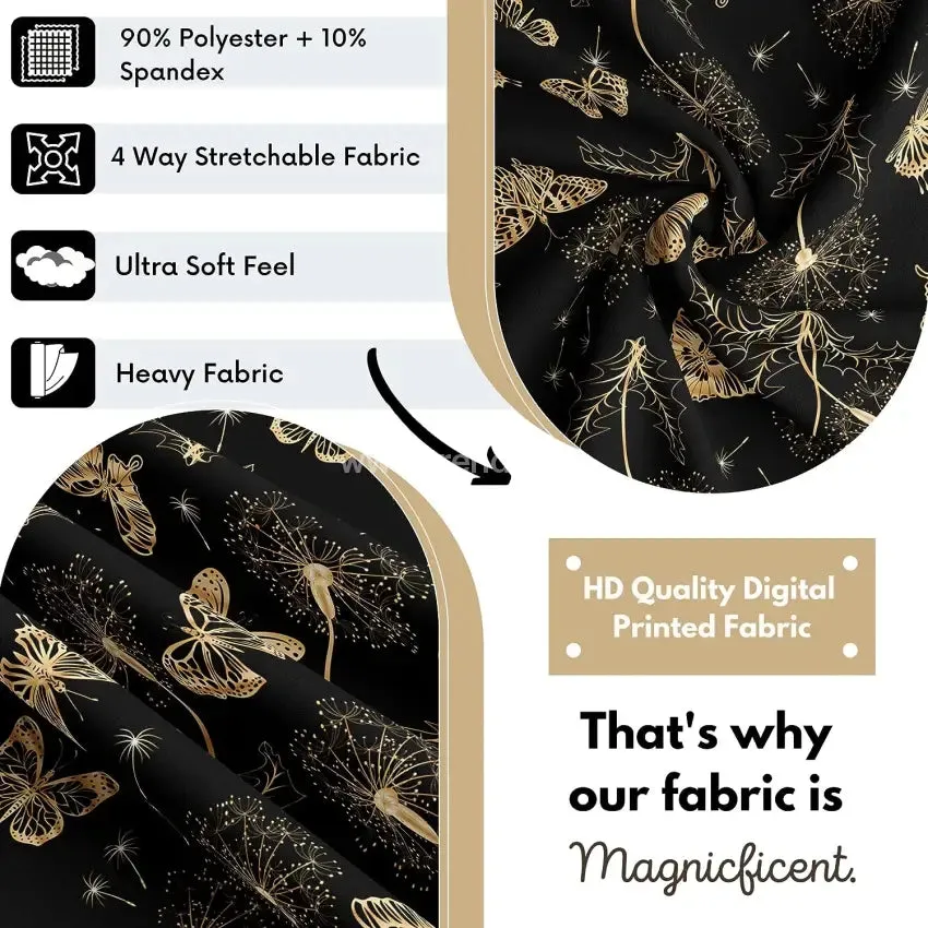 Trendily Stretchable Floral Geometric Printed Chair Covers| Elastic Chair Seat Case Protector| Black Butterfly (CC-082)