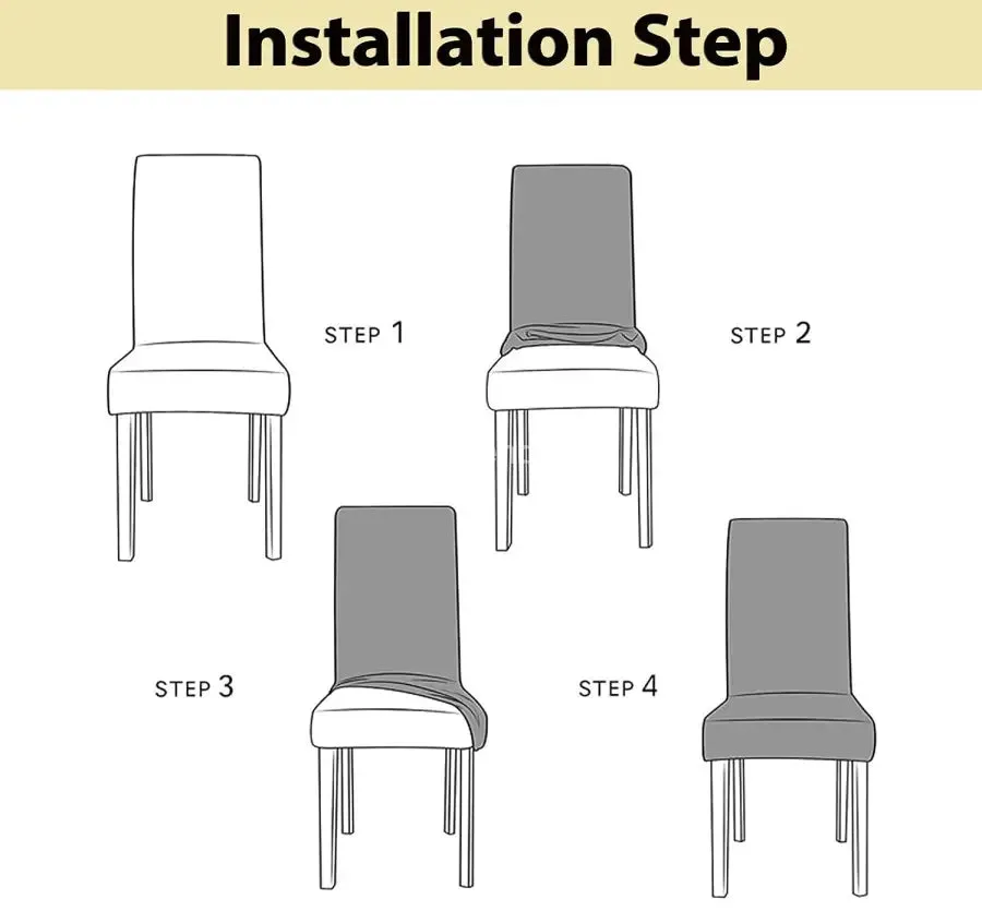 Trendily Stretchable Pleated Plain Chair Covers, Mustard Yellow  (CC-009)