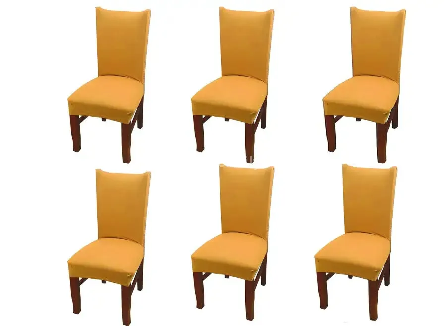 Trendily Stretchable Pleated Plain Chair Covers, Mustard Yellow  (CC-009)
