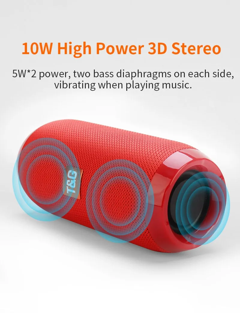 TWS Bluetooth-compatible Portable Waterproof Speaker with Bass Stereo and Support FM Radio