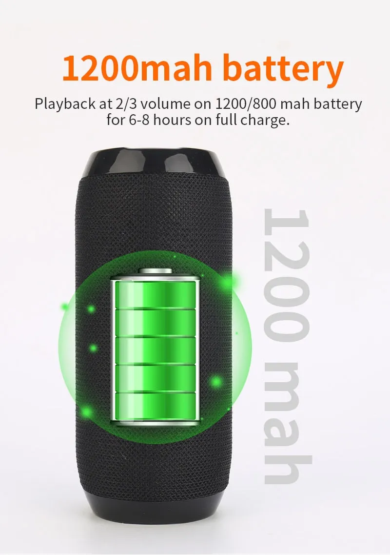 TWS Bluetooth-compatible Portable Waterproof Speaker with Bass Stereo and Support FM Radio