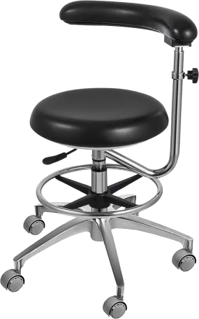 Vevor Dental Office Stool with 360° Armrest Rotation 18.9"-24.4" Adjustable Height PU Leather New