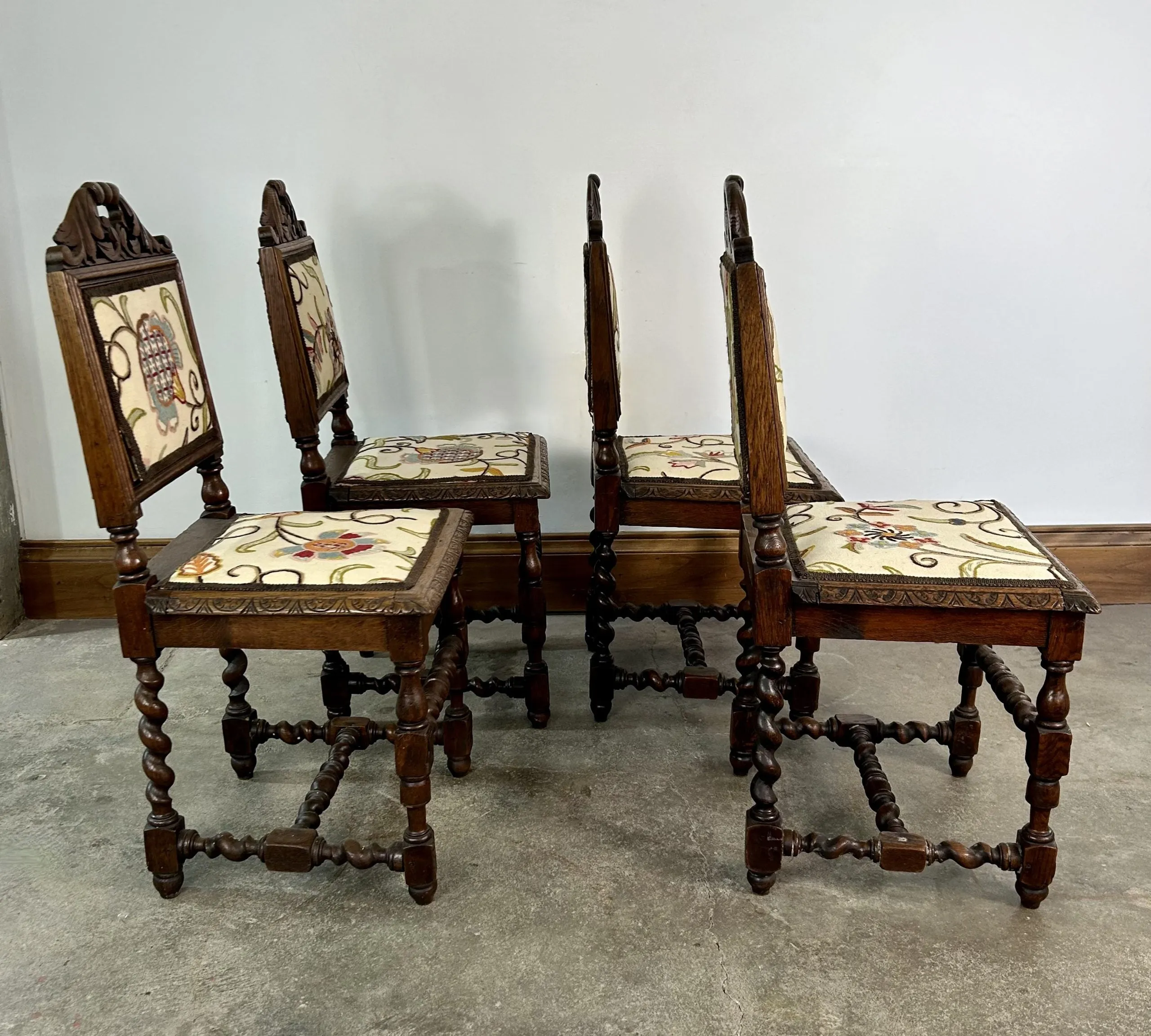 Vintage Upholstered Petite Accent Chairs, Set of Four