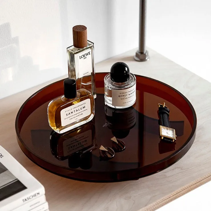 VISU Round Decorative Tray (Acrylic, Amber)