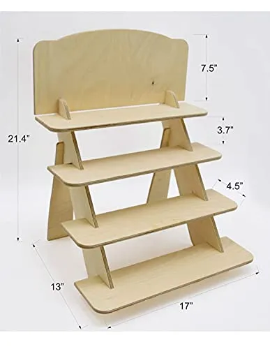 Whittlewud pack of 1 Cupcake 4 Tier Stand Table top Wooden Rack, Booth Display, Farmers Market.