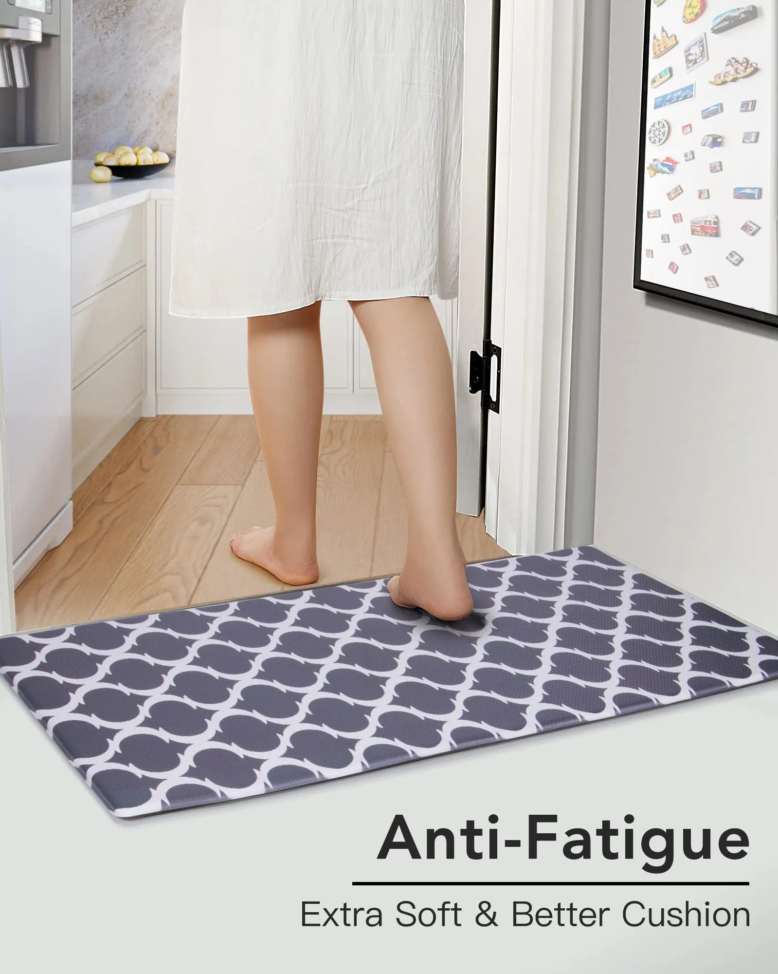 WHTOR Kitchen Rugs, 2/3 inch Thick Anti Fatigue Floor Mat 20" W x 39" L, Waterproof Comfort Standing Mat for Floor, Office, Sink, Laundry