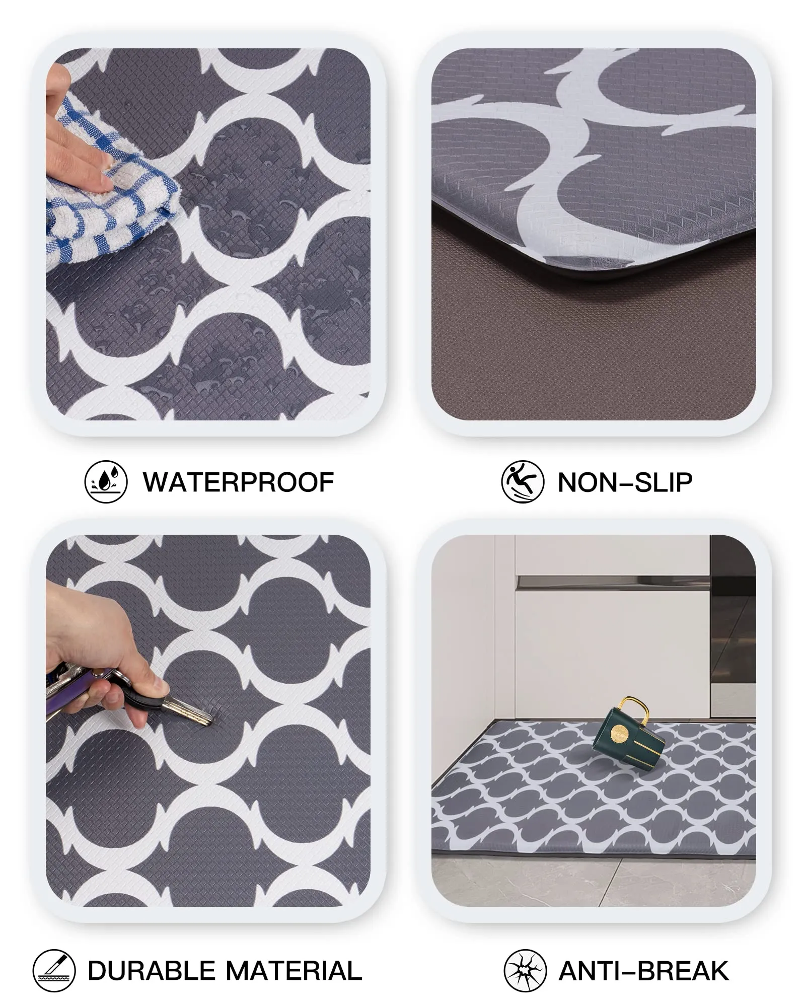 WHTOR Kitchen Rugs, 2/3 inch Thick Anti Fatigue Floor Mat 20" W x 39" L, Waterproof Comfort Standing Mat for Floor, Office, Sink, Laundry