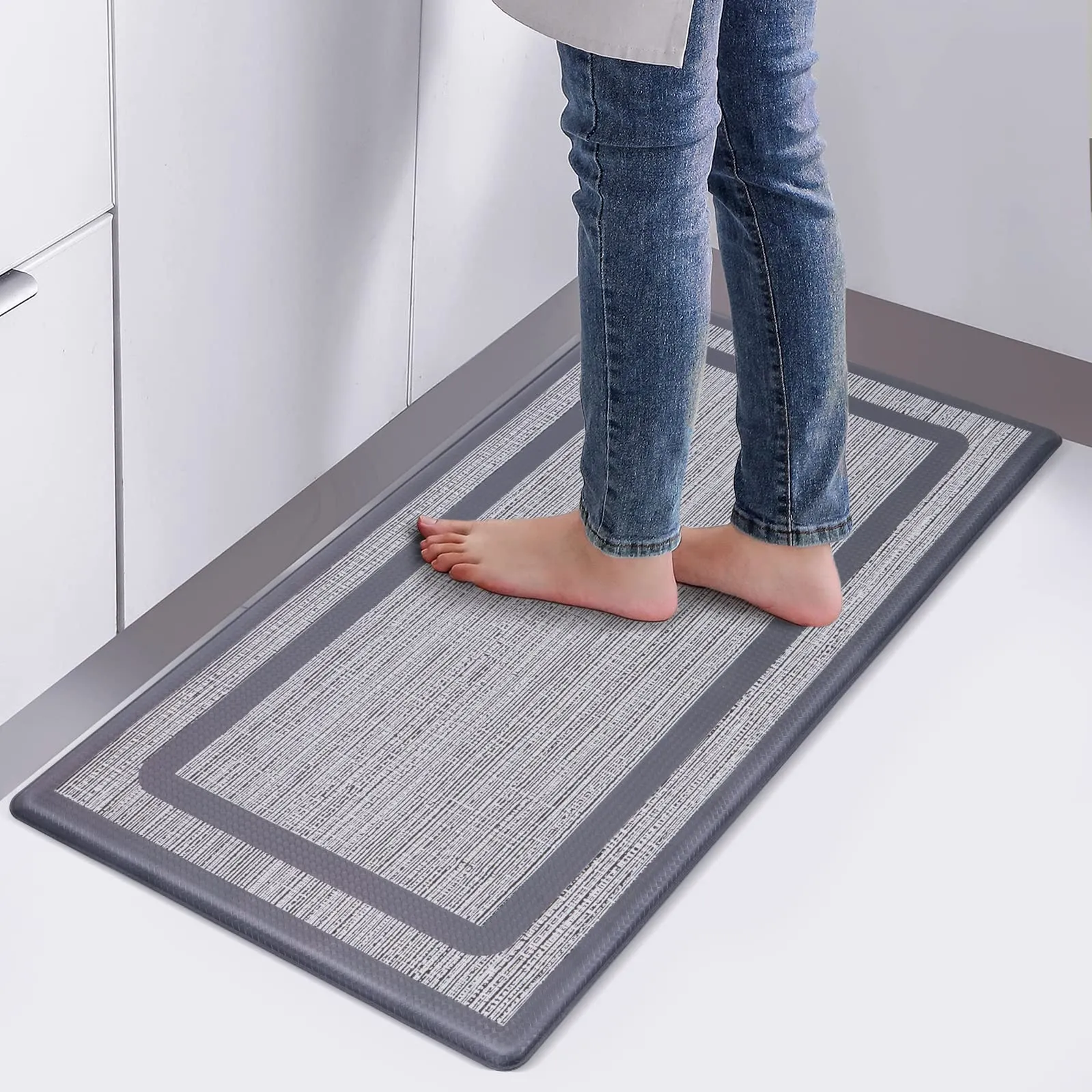 WHTOR Kitchen Rugs, 2/3 inch Thick Anti Fatigue Floor Mat 20" W x 39" L, Waterproof Comfort Standing Mat for Floor, Office, Sink, Laundry