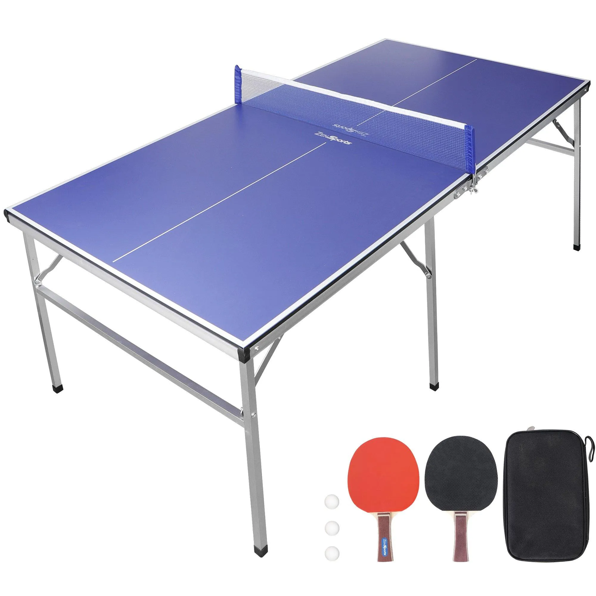 ZENY™ 6ft Portable Tennis Table Foldable Ping Pang Table with Net 2 Ping Pong Paddles 3 Balls